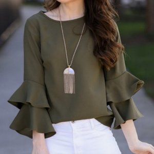J.Crew Lana Tiered Bell Sleeve Top